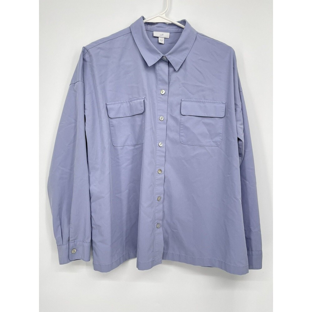 J. Jill Small Button Down‎ Shirt Women Blue Excellent Tencel Modal Stretch Top